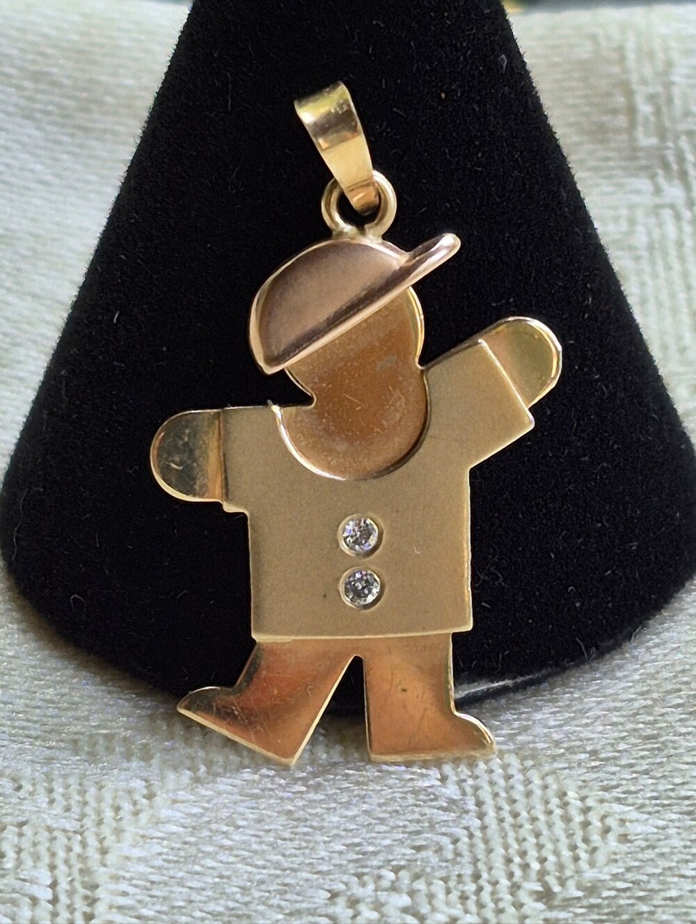14K Gold " Half Pint" Charm With Diamonds